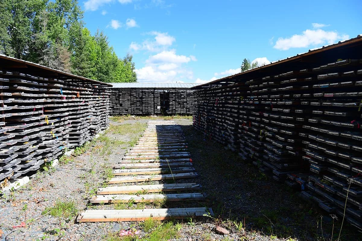 Core storage facility with thousands of meters of drill core from Cameron Project
